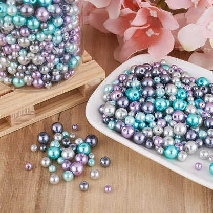 About 1840Pcs 4/6/8mm Glass Pearl Beads Pearlized Beads Multi Colors Round - Image 5