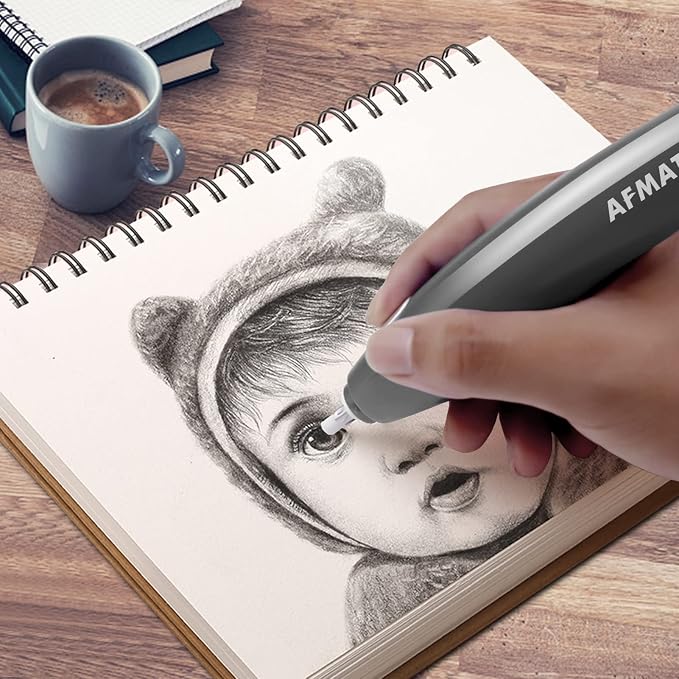 AFMAT Electric Eraser for Drawing, 140 Erasers Refills, Rechargeable Electric - Image 7