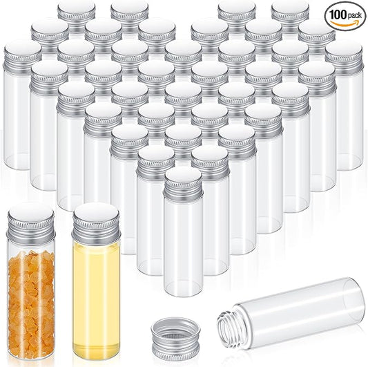100 Pcs Small Clear Vials Spice Mini Jars by Didaey