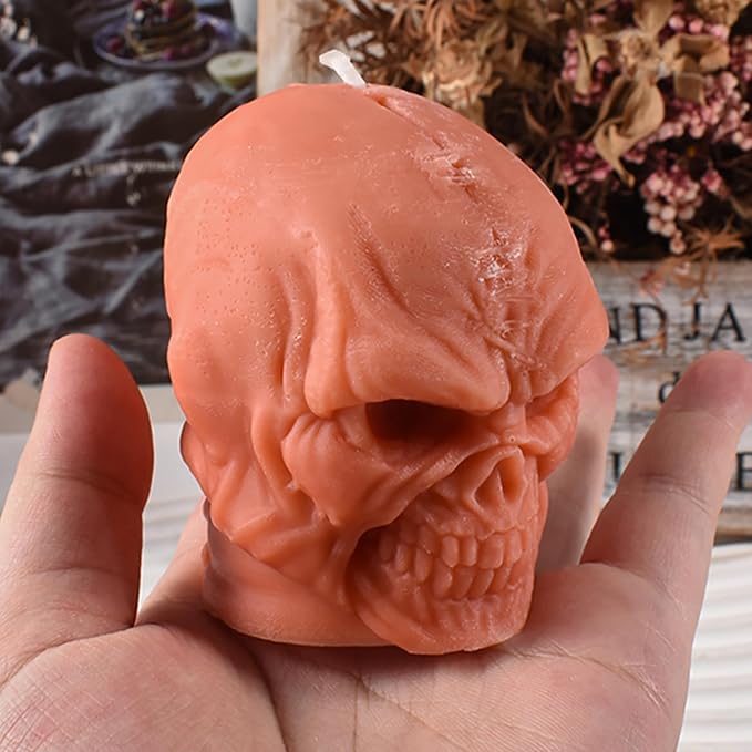 Skull Head Candle Mold by ESEDAGESiliconeMold