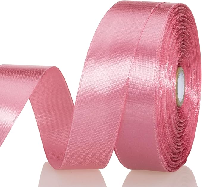 1 Inch Rose Gold Solid Satin Ribbon, 50 Yards Craft Fabric Ribbon by YASEO