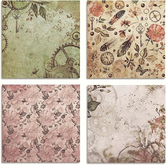 Vintage Steampunk & Bohemian Scrapbook Paper Pad - Image 2