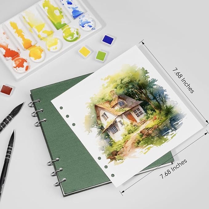 Lightwish Square Watercolor Journal, 100% Cotton, 300gsm/140lb, 20 Sheets Hot - Image 6