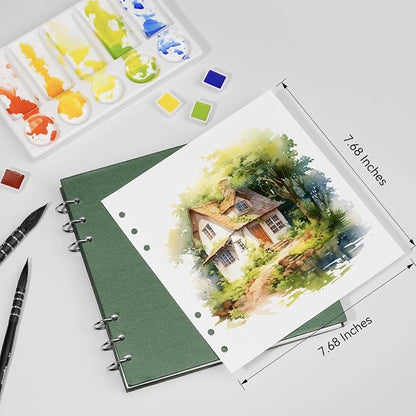 Lightwish Square Watercolor Journal, 100% Cotton, 300gsm/140lb, 20 Sheets Hot - Image 6