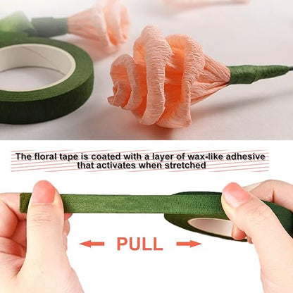 12 Rolls 1/2 Inch 30 Yard Green Floral Tape - Image 3