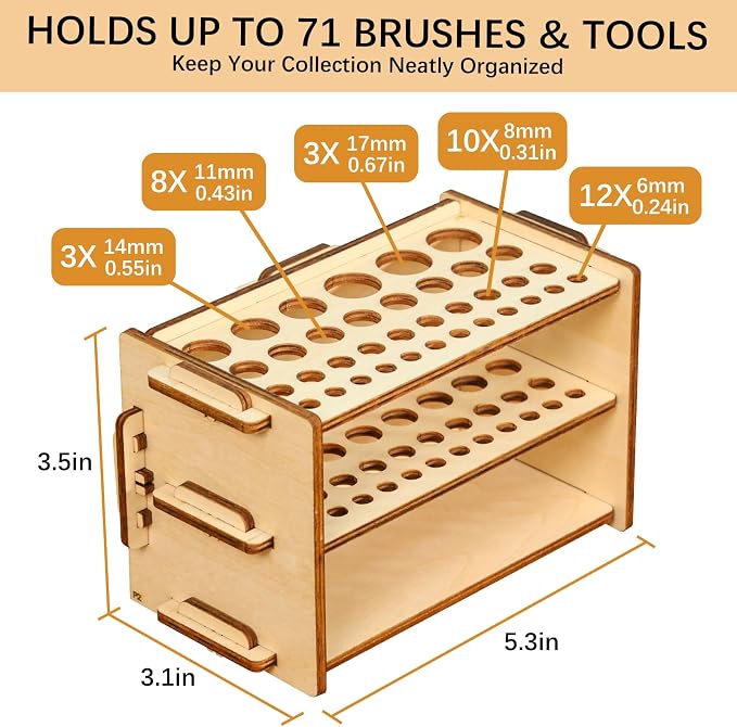 Paint Organizer with Brush Holder – 105-Bottle Holder with 6 Miniature Stands – - Image 3