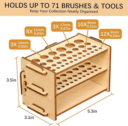 Paint Organizer with Brush Holder – 105-Bottle Holder with 6 Miniature Stands – - Image 3
