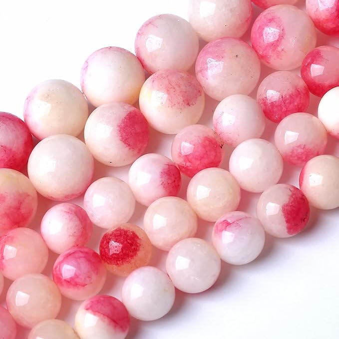 120pcs 6mm Natural Pink White Jade Stone Beads Round Beads Energy Healing - Image 2