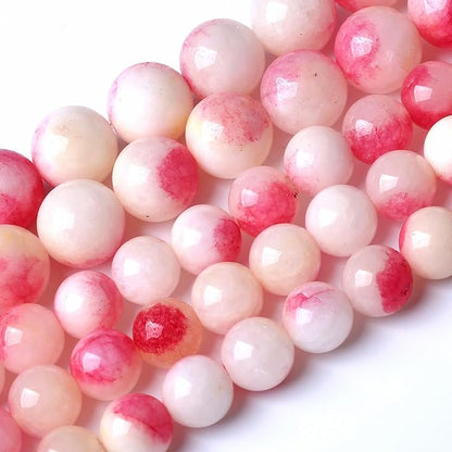 32pcs 12mm Natural Pink White Jade Stone Beads Round Beads Energy Healing - Image 2