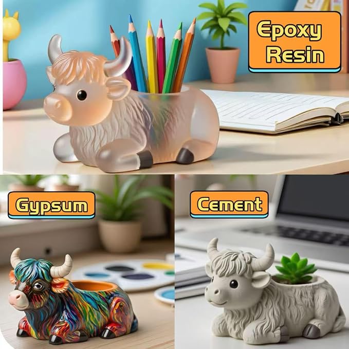Animal Resin Molds Silicone 3D Cute Cow Epoxy Resin Plaster Candle Holder Wax - Image 5