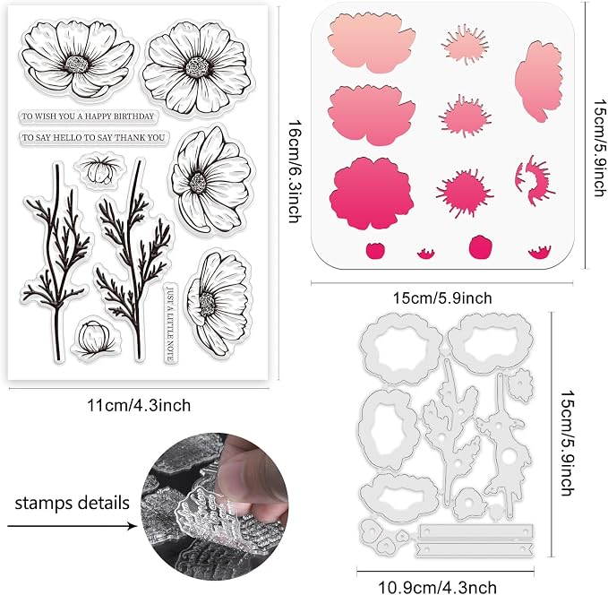 ORIGACH Realistic Cosmos Flower Layering Stencils Set - Image 2