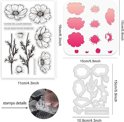 ORIGACH Realistic Cosmos Flower Layering Stencils Set - Image 2