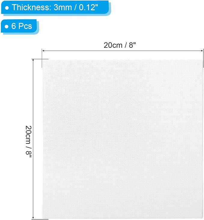 PATIKIL 8x8 Canvas Boards for Painting, 6 Pack 100% Cotton Square Triple Primed - Image 2