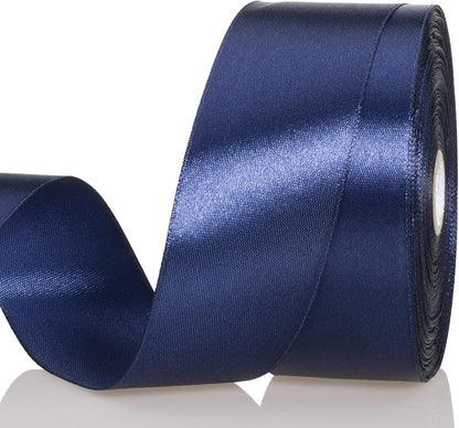 1 1/2 Inch Navy Solid Satin Ribbon, 50 Yards Craft Fabric Ribbon by YASEO