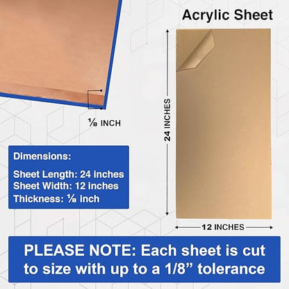 Duco USA-Made Clear Cast Acrylic Sheet 1/8 Inch Thick 12" x 24" - Image 2
