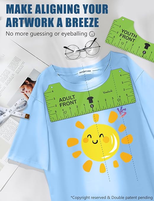 Vowlove Tshirt Ruler Guide for Vinyl Alignment: T Shirt Ruler to Center Design - Image 2