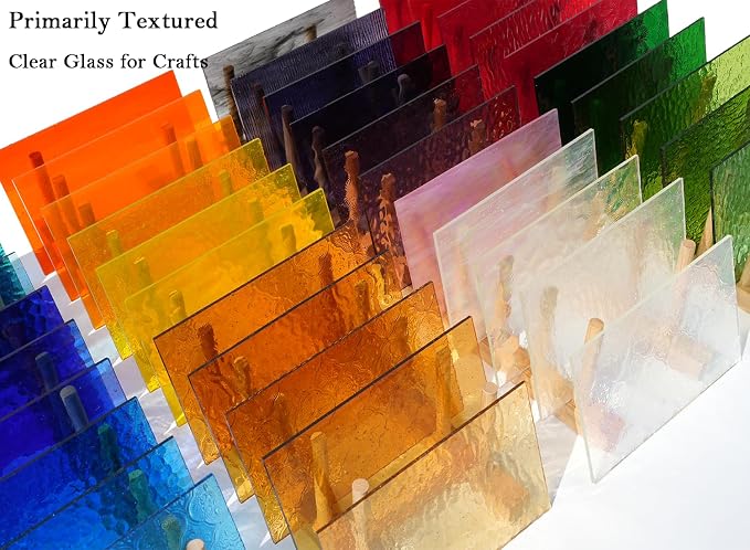 50 Transparent Stained Glass Sheets Bulk, Variety Colors Textured Cathedral Art - Image 4