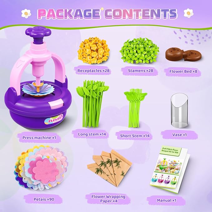 Plunack Flower Bouquets Toys for Kids Age 4-8, Flower Press Kit DIY Flowers - Image 6