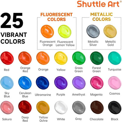 Shuttle Art Acrylic Paint, 25 Colors Acrylic Paint Set, 2oz/60ml Bottles - Image 2