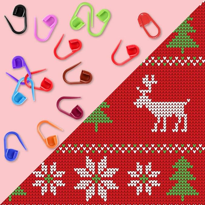 LUNARM 300 Pcs Stitch Markers, 15 Colors Crochet Stitch Needle Clip Knitting - Image 3