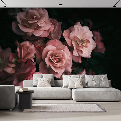 wall26 Removable Wall Sticker/Wall Mural Close Up Dark Rose Flower Blossoms by wall26