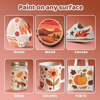 Guangna 12 Red Brown Series Acrylic Paint Markers Set, Brush Tip Acrylic Paint - Image 6