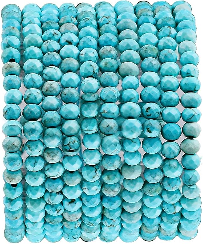 Natural Blue Turquoise Beads 4x2mm 120pcs Faceted Rondelle Loose Semi Gemstone - Image 2