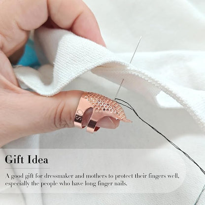 FR 4 Pack Sewing Thimble Finger Protector, Adjustable Finger Metal Shield - Image 5