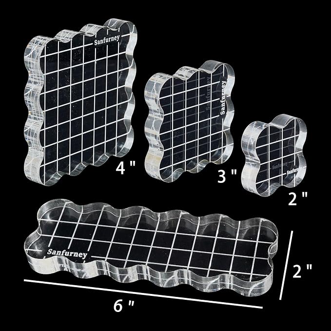Sanfurney 4 Pieces Acrylic Stamp Blocks Set, 15mm Thick - Image 2