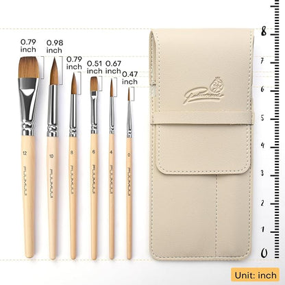 Sable Travel Watercolor Brushes, Fuumuui 6pcs Kolinsky Sable Watercolor Travel - Image 6