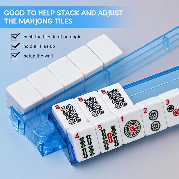 Mahjong Racks with Pushers Set of 4, Plastic American Mahjong Tile Racks 4 - Image 4