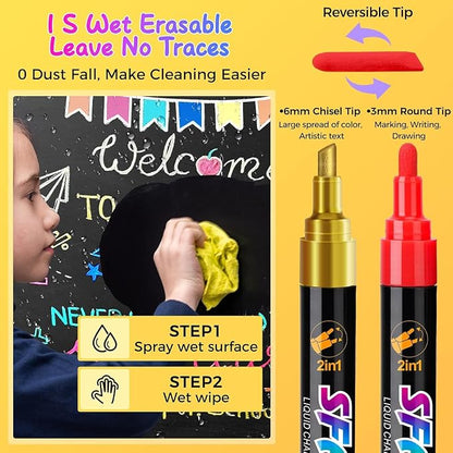 SFAIH 24 Vibrant Chalk Markers for Blackboard - Image 3