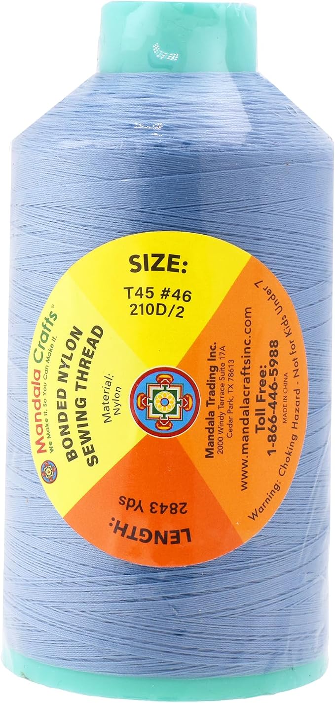 Mandala Crafts Bonded Nylon Thread Light Blue Heavy Duty Sewing Threads - Image 3