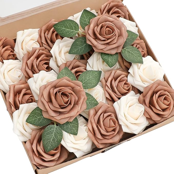 Floroom Artificial Flowers 25pcs Real Looking Gold Sparrow & Cream Foam Fake by Floroom