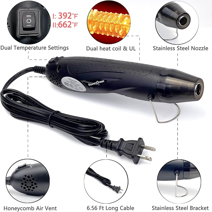 Mini Heat Gun+Reflector Nozzle Kit 350W Fast Heat Hot Air Gun Overload - Image 4