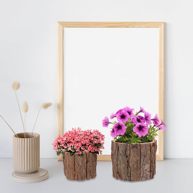 ARTIBETTER Bark Planter Pot 2pcs Wood Bark Pot Natural Log Succulent Planter - Image 7
