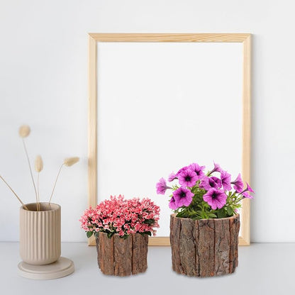 ARTIBETTER Bark Planter Pot 2pcs Wood Bark Pot Natural Log Succulent Planter - Image 7