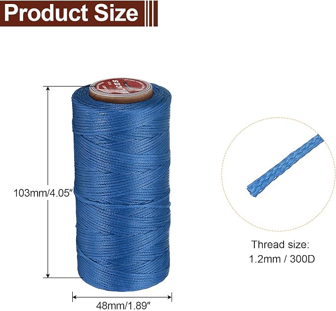 uxcell Flat Leather Sewing Waxed Thread, 140m / 153 Yards Polyester Wax String - Image 2