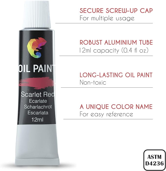 Zenacolor Oil Paint Set 48 x 12mL Pack of 48 Tubes of Oil Paints - Image 3