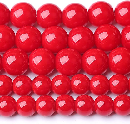 10MM Coral Red Glass Beads Natural Stone Crystal Energy Round Loose Beads by Unknown
