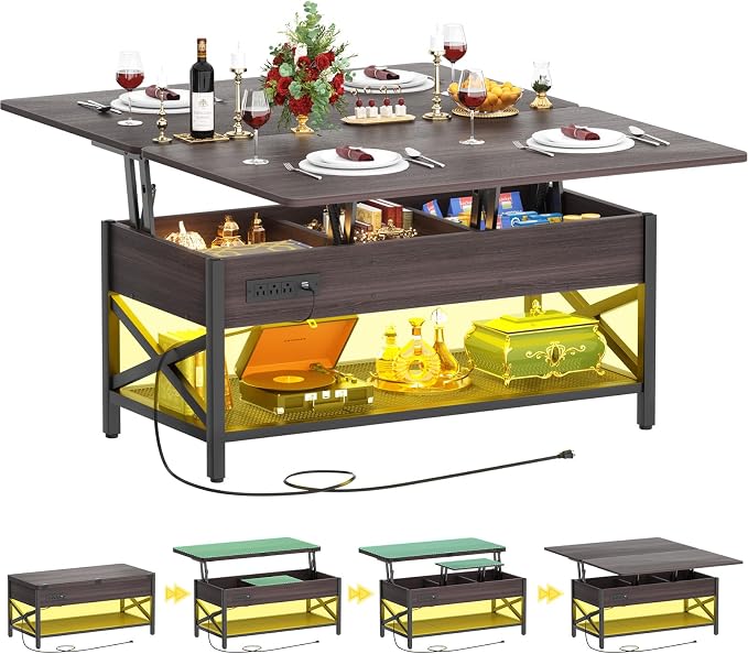 Aheaplus Coffee Table Lift Top Multi-Function Coffee Table Converts to Dining by Aheaplus