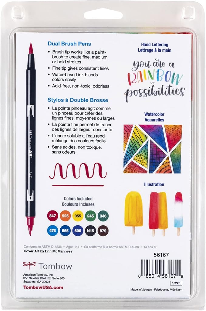Tombow Dual Brush Marker 10-Piece Set: Primary - Image 2
