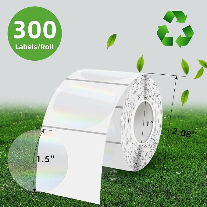 1.5" Round Transparent Thermal Label Stickers, Holographic Clear Direct Thermal - Image 2