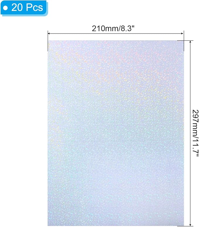 PATIKIL 11.7x8.3" Holographic Sticker Paper, 20Sheets A4 Polypropylene - Image 2