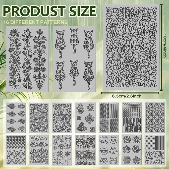 CHGCRAFT 16 Sheets Artistic Mandala Clay Texture Mat Baroque Pattern Polymer - Image 2