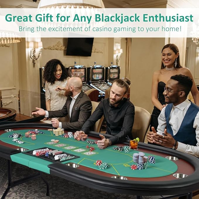 Upgrade 84" Folding Poker Table, 10 Players Oval Card Table - Image 8