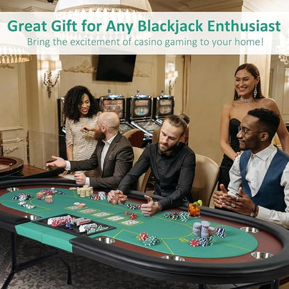 Upgrade 84" Folding Poker Table, 10 Players Oval Card Table - Image 8