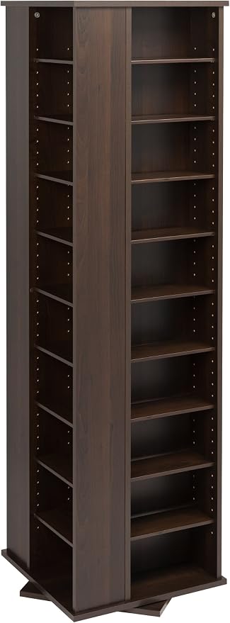 Prepac 4 Revolving Display Cabinet Media Storage, Large Four-Sided Spinning - Image 2