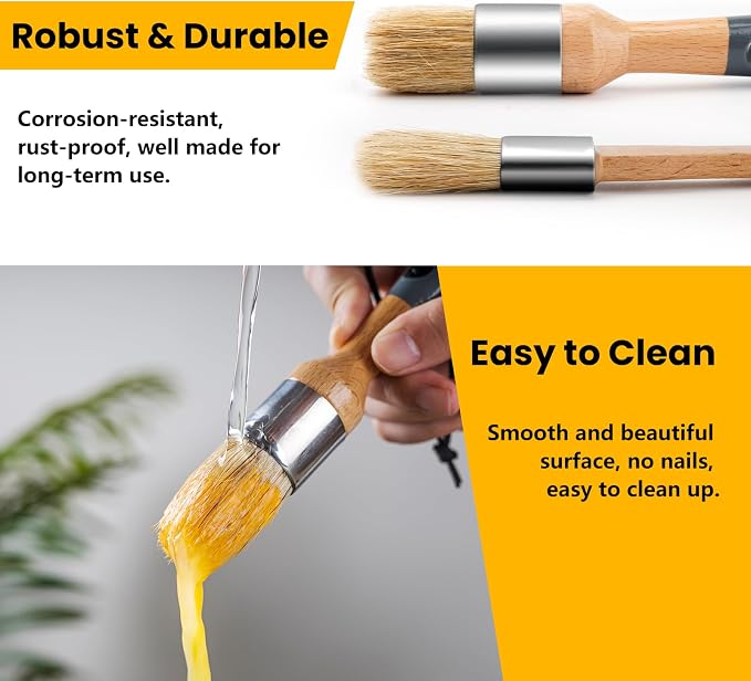 Chalk Paint Brush, 2 Pack Wax Brushes and Chalk Paint - Image 6
