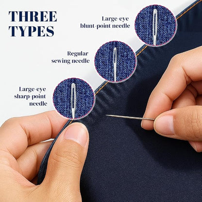 Big Eye Steel Sewing Needles Kit, Portable Needle and Thread Kit - Image 4